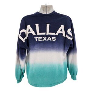 Spirit Jersey Adult Small Shirt Dallas Texas Puffy Print Dip Dye Blue Retro